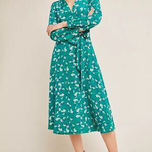 Yumi Kim Green Silk Floral Wrap Dress BNWT